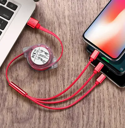 Stokta bir-üç kristal geri çekilebilir veri kablosu üçü bir arada şarj kablosu hızlı şarj USB özel logo hediye - 7