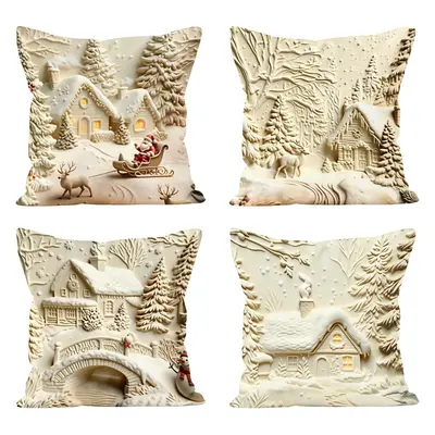 Amazon Weihnachts-Kissenbezug Kissen Sofa Dekoration Weihnachtsmann Schneemann Rentier Druckmuster Kissenbezug - 13