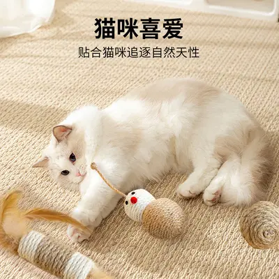 Sound Sisal Mouse Cat Toy, Bite-Resistant, Self-Play, Teeth Grinding - 4