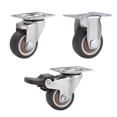 1-2 Inch Silent Universal Caster with Bearing, TPR Brake - 6