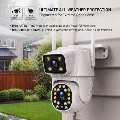 3MP dual-lens PTZ WiFi camera, AI human detection