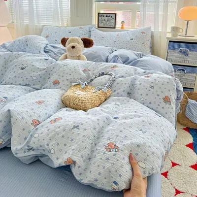 Class A Double-Layer Gauze Cotton Bedding Set, Washable, Four-Piece - 11