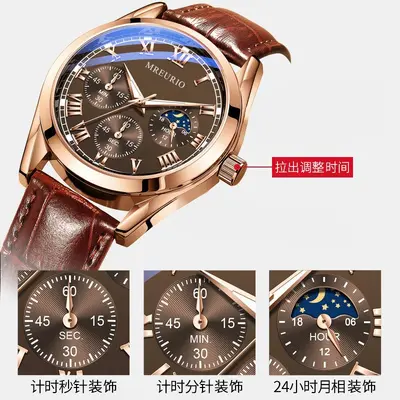 Live-Verkaufs-Hit Business Herrenuhr Herrenarmbanduhr Lederarmband Quarz Export Hersteller Lagerbestand Großhandel Dropshipping