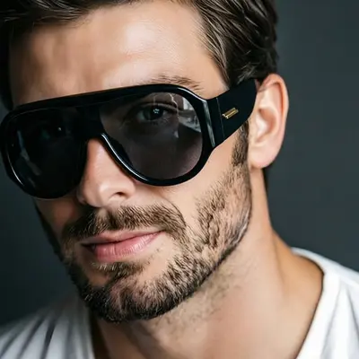 Oversized Pilot Sunglasses with One-Piece Lens
