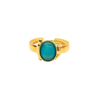 French Style Titanium Steel Women's Ring with Natural Stone, Adjustable