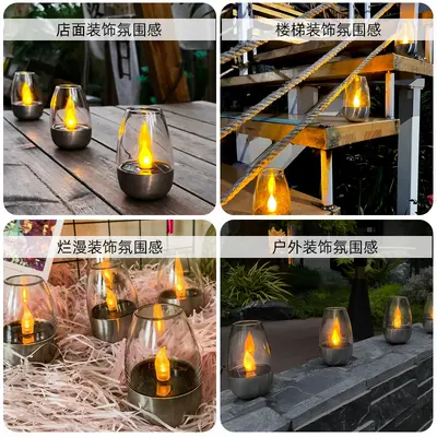 太阳能蜡烛灯户外灯庭院灯节日装饰灯家用LED蜡烛阳台布置景观灯