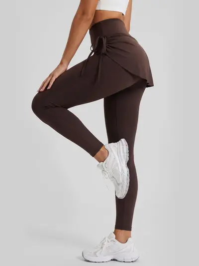 Juyitang New Drawstring Pleated Yoga Skirt Pants for Women, Fake Two-Piece Slimming Anti-Awkward Sports Fitness Long Pants - 4