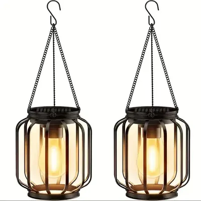 Solar Retro Iron Garden Lamp, Hollow Design, Night Light