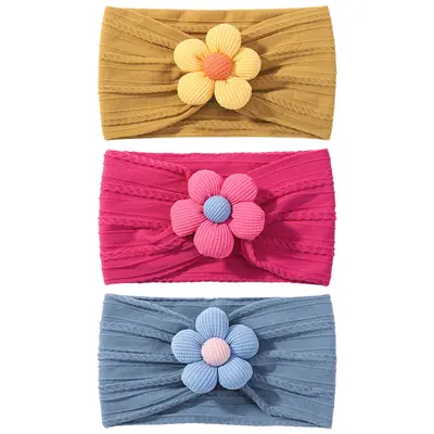 Baby Headband Set, Soft Nylon, Flower Design - 12