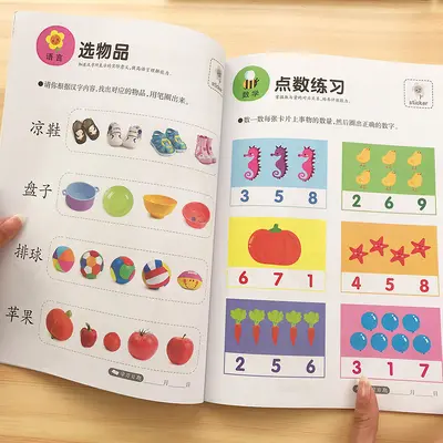 Left and Right Brain Development Educational Game Book for Ages 2-6 with Stickers
