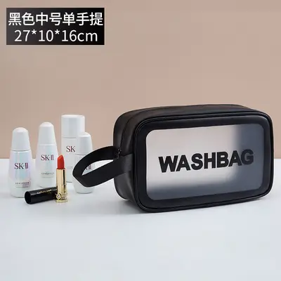 PVC Kosmetiktasche mit Matteffekt, einfache große Toilettentasche, PU wasserdichte tragbare Toilettentasche, tragbare Reise-Aufbewahrungstasche - 11