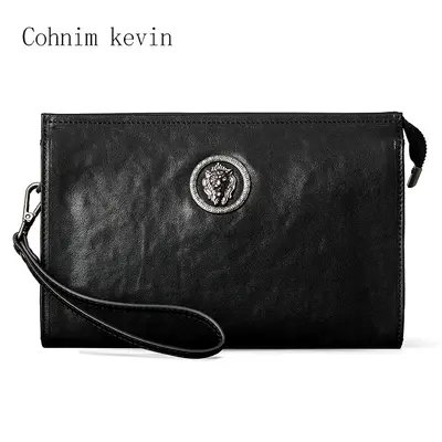 Men's Genuine Leather Clutch Bag, Soft Leather, Large Capacity Phone Bag - 6