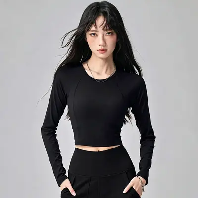 Women's yoga set autumn crew neck morning running - 7