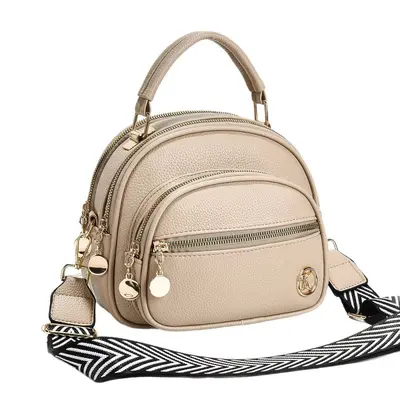 Women's Small Round Crossbody Bag, Multi-Layer Phone Bag - 5