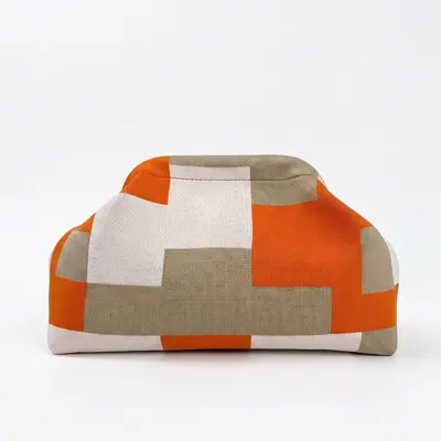 Große Kosmetiktasche aus Strickgitter, Gelb-Khaki