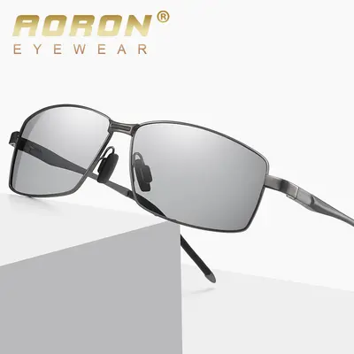 Men's Polarized Sunglasses, Metal Frame, UV400 Photochromic Driving Glasses A770 - 1