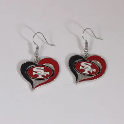 NFL Heart-Shaped Enamel Drop Earrings with Team Logos - 11