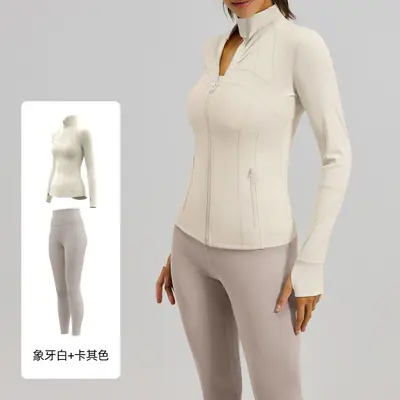 Juyitang Solid Color Patchwork Sports Set, Slim Fit Yoga Wear with Pockets for Women - 10