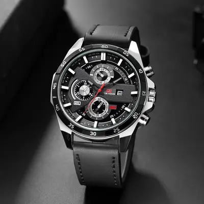Quellhersteller Mode Herrensportuhr wasserdicht Outdoor-Sportuhr Casual Quarzuhr Student Uhr mit Lederarmband Kalender
