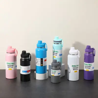 Große Thermo-Sportflasche aus Edelstahl mit Griff - 3