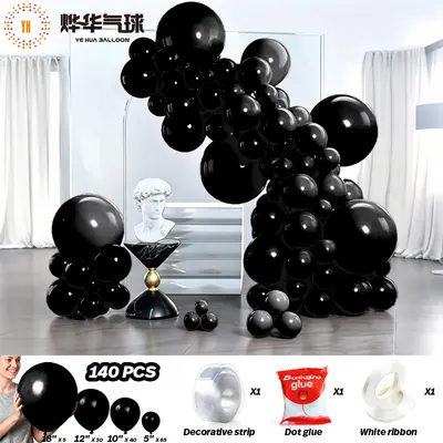 Birthday Party Backdrop Cloth with Balloon Chain Set and Ribbon - 10