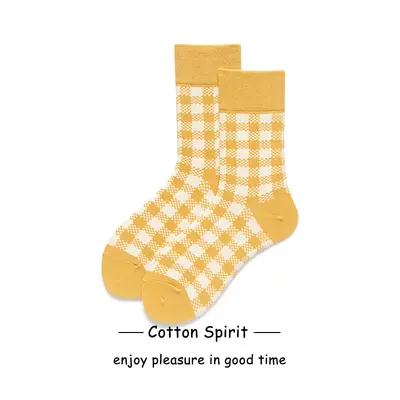 Damen-Baumwollsocken mit Streifen, mittlere Länge