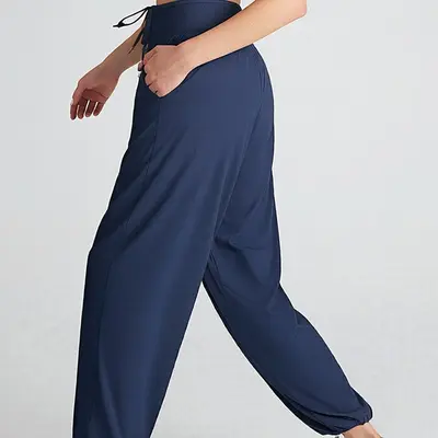 Gevşek Kesim Hızlı Kuruyan Yoga Pantolonu, Büzgülü Paça, Fitness - 4