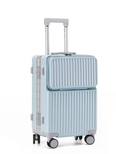 Aluminium-Koffer mit Vorderöffnung, Trolley 20 Zoll Bordgepäck, große Kapazität, Reisekoffer mit leisen Universalrollen, Zahlenschloss