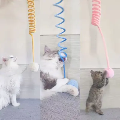 Retractable Elastic Cat Teaser with Rabbit Fur Ball - 10