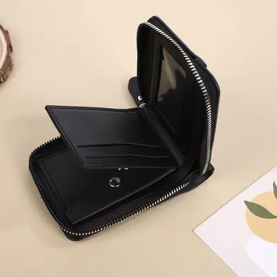 Men's Zipper Wallet with Woven Patchwork and Coin Compartment - 5