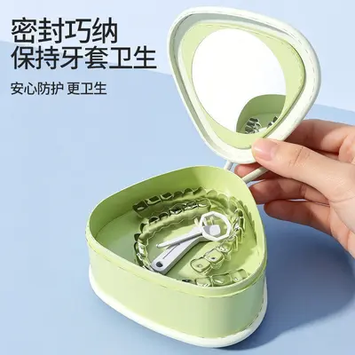 Portable Aligner Case with Mirror, Clear Retainer Storage Box for Adults - 3