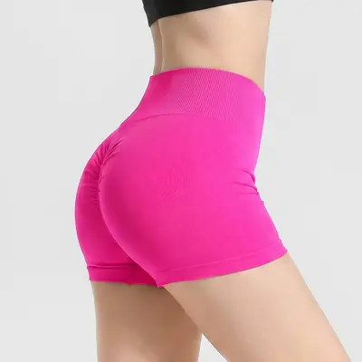 Yüksek Bel Şeftali Kalça Yoga Şortu Kadın Yaz Hızlı Kuruyan 3/4 Boy - 9