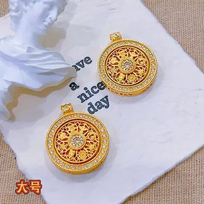 Vietnamese gold compass pendant rotatable women necklace - 12