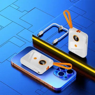 Powerbank 20000mAh mit integriertem Dual-Kabel Schnellladung 22,5W tragbar mit Kabel - 7