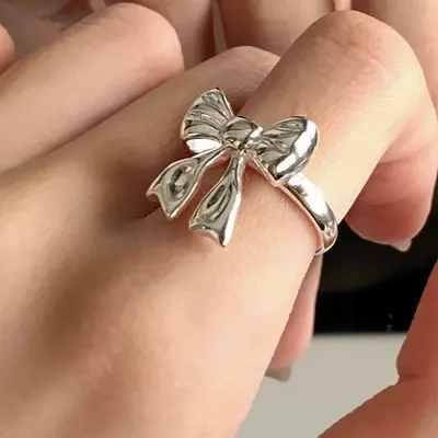 925er Silber asymmetrischer geometrischer Ring für Zeigefinger - 10