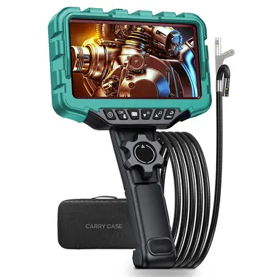 Industrial endoscope, dual lens, 360° rotatable, 7 inch screen, HD
