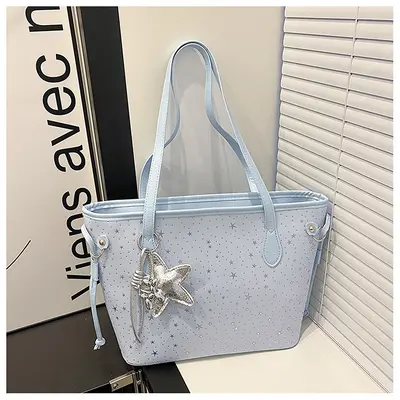 Korean Style Large-Capacity Women's Tote Bag with Star Design, Single Shoulder - 8