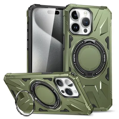 Phone case for iPhone 15 Pro Max, magnetic stand, PC+TPU - 11