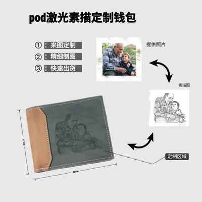 Personalisierbare Kurze Herrenbrieftasche mit Skizzenmuster