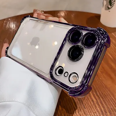 iPhone 15-17 Pro Max clear case with air cushion, full coverage - 12