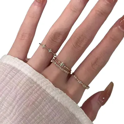 Vintage Cubic-Zirkonia Ring, schlankes Design, offener Ring - 6