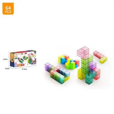 Şeffaf manyetik küp blokları, 2 cm, çocuklar için DIY eğitici mıknatıs oyuncak