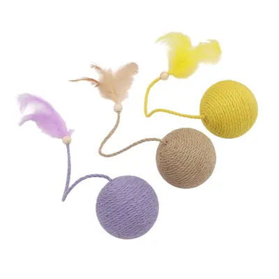 HOOPET Feather Sisal Ball Cat Toy with Long Rope Teaser Wand - 6