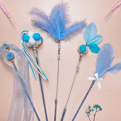 Fairy Cat Teaser Wand with Bell and Feather Toy - 9
