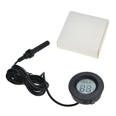 Elektronisches Thermo-Hygrometer, rund, Einbau, mit Sonde, umschaltbar, für Zigarrenschrank, Weinschrank und Terrarien (Reptilien)