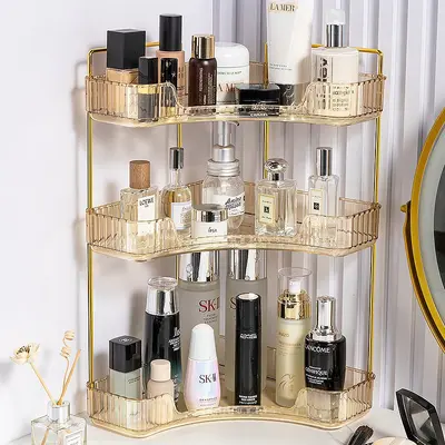 Eckiger Kosmetik-Organizer mit Dreieck-Regal - 12
