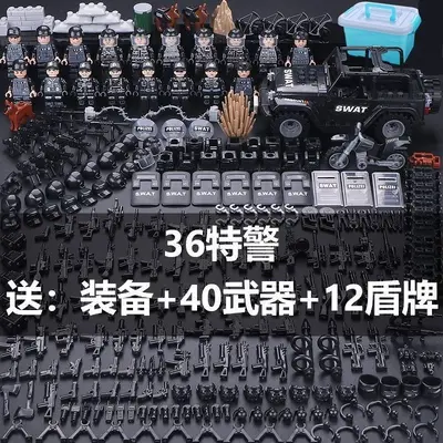 Building blocks with military and SWAT police minifigures - 10