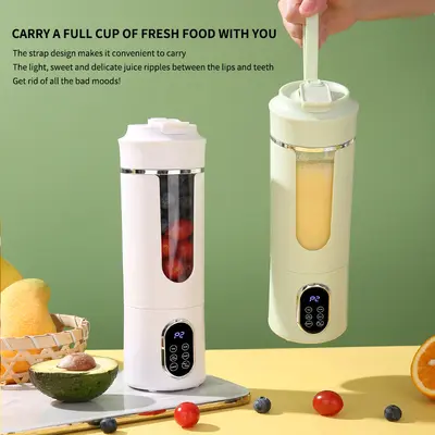 Cross-Border Fully Automatic Digital Display Juicer Multi-Functional Juice Extractor Cup Outdoor Fitness Rechargeable Portable Travel Cup