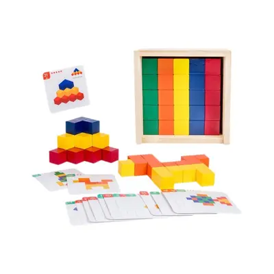 Wooden Building Blocks Set, Large Particles in Color Box, 3D Spatial Thinking Toy - 6