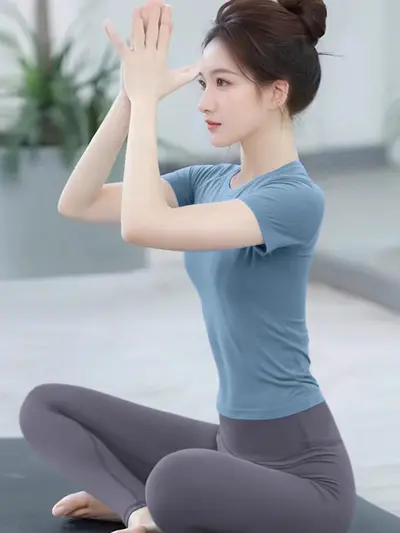 Yoga seti, kısa kollu, ince kesim, Pilates antrenmanı - 12